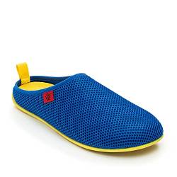 Andrés Machado - Hausschuhe für Junge Männer – Frühling Sommer – Dynamic – Unisex Slipper - atmungsaktive Netzstruktur – rutschfeste Gummisohle herausnehmbares Fußbett - Marineblau Gelb EU 46 von Andrés Machado