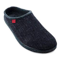 Andrés Machado - Hausschuhe fürfür Herren für Herbst – Unisex Slipper für drinnen und draußen - AM001 – Pantoffeln aus Filz mit rutschfester Gummisohle – Kord Blau, EU 45 von Andrés Machado