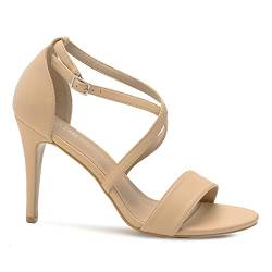 Andrés Machado –Sandalen mit hohem Absatz für Damen und junge Frauen – AM5554 – SS22 – Damenschuhe Sandaletten für den Sommer aus Lederimitat - Beige EU 43 von Andrés Machado