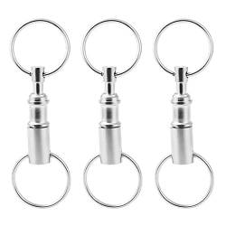 Androxeda 3 Stücke Schlüsselanhänger mit Schnellverschluss Abnehmbare Schlüsselringe zum Auseinanderziehen Doppelter Schnappverschlusshalter Schlüsselring für bequemes Zubehör von Androxeda