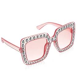 Androxeda Übergröße Strass Sonnenbrillen Quadrat Diamant Sonnenbrillen für Männer Frauen von Androxeda