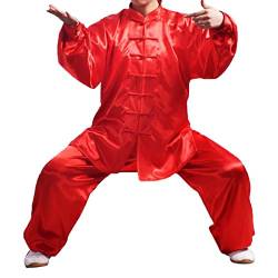 Andux Kampfsport Tai Chi Anzug Kung Fu Uniformen Unisex SS-TJF01 (Rot,L) von Andux