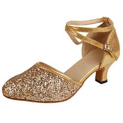 Andux Zone Frauen LDWX-01 Tanzschuhe für Latein(Gold 37) von Andux