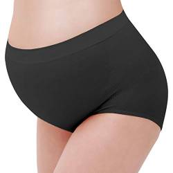 Andux Zone Mutterschafts Unterwäsche Hohe Taille Schwangerschafts-Slip 2er-Pack YFNK-01(Schwarz) von Andux