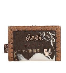 Anekke - Flexible Geldbörse für Damen - RFID-Schutz - Geldbörse aus Kunstleder mit Reißverschluss und Zunge - Braun Shoen - Accessoires und Accessoires für Damen - Maße 14x10x2 cm, bunt von Anekke