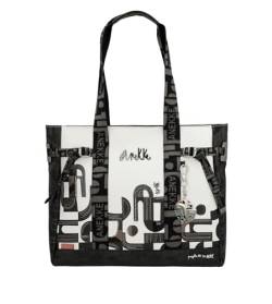 Anekke Peace & Love Nature Sixties Shopping Bag XL Black & White von Anekke