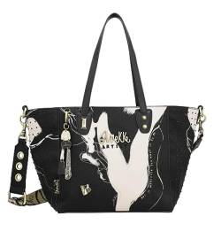 Anekke - Shopper-Tasche für Damen - Große Handtasche aus Kunstleder mit 2 Griffen, Schultergurt und Reißverschluss - Shōen Schwarz - Accessoires und Accessoires für Damen - Maße 25 x 23 x 18 cm, bunt von Anekke