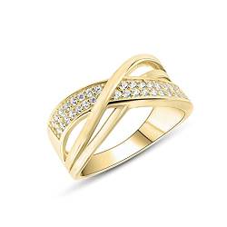 Anellissimo Damen Ring Zopf 925 Silber 18 Karat vergoldet mit Zirkonia - von Anellissimo