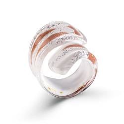 Anellissimo Spiralring Murano Glass White Damen -, Glas von Anellissimo