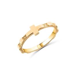 Religiöser Rosenkranz-Ring für Herren und Damen, aus 925er Sterlingsilber, vergoldet mit 18 Karat, Sterling Silber von Anellissimo
