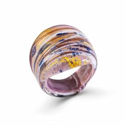 Ring Murano Glas Amethyst -, Silber, Gold von Anellissimo