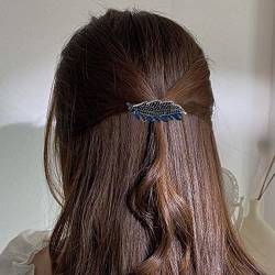 Aneneiceera Blau Kristall Hochzeit Haarspange Haarspange Molan Strass Schwarz Haarspangen Clips Bling Braut Kopfschmuck Blatt Kopf Clip Kopfbedeckung Braut Haarschmuck für Frauen und Mädchen (Blätter) von Aneneiceera