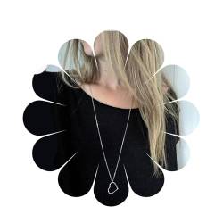 Aneneiceera Boho Lange Liebe Anhänger Halskette Silber Minimalistische Herz Halskette Kette Hohlen Herz Tropfen Halskette Schmuck Für Frauen Und Mädchen Geschenke (Silber) von Aneneiceera