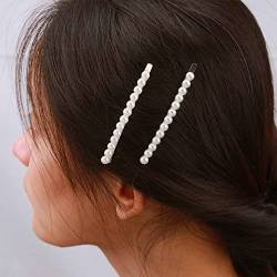 Aneneiceera Boho Perle Haarspange Vintage Perle Bobby Pins Retro Perle Haarspange Dekorative Französische 2 Stück Haarnadeln Hochzeit Haarschmuck Tägliches Tragen für Frauen und Mädchen (Silber) von Aneneiceera