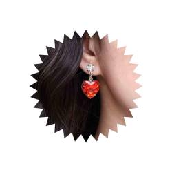 Aneneiceera Boho Rubin Herz Ohrringe Rot Kristall Herz Ohrringe Gold Liebe Form Ohrringe Retro Rubin Edelstein Ohrringe Schmuck Für Frauen Und Mädchen (rot) von Aneneiceera