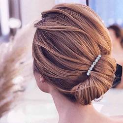 Aneneiceera Braut Hochzeit Kristall Haar Kamm Clip Silber Haar Seite Kämme Blume Haar Kamm Strass Kopfbedeckungen Braut Haar Stück Brautjungfer Haar Zubehör Für Frauen Und Mädchen (Silber) von Aneneiceera