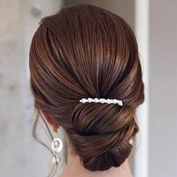 Aneneiceera Braut Hochzeit Perle Haar Kamm Clip Gold Haar Seite Kämme Perlen Haar Kamm Perle Kopfbedeckungen Braut Haar Stück Brautjungfer Haar Zubehör Für Frauen Und Mädchen (gold A) von Aneneiceera