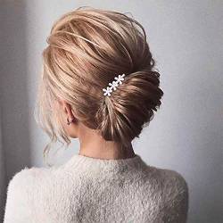 Aneneiceera Braut Hochzeit Perlen Haarspange Blumen Bobby Pins Gold Entenschnabel Haarspange Krokodilklemme Dekorative französische Haarnadeln Kopfschmuck Haarschmuck für Frauen und Mädchen (3 Blumen) von Aneneiceera