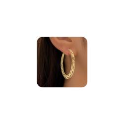 Aneneiceera Fashion Large Wave Circle Ohrringe Gold Circle Dangle Ohrringe Boho Stacking Circle Creolen Ohrstecker Chunky Geometric Ohrringe Schmuck Geschenke für Frauen und Mädchen von Aneneiceera