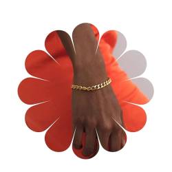 Aneneiceera Gold Kubanisches Kettenarmband Flach Figaro Handkette Geometrisch Klobiges Kettenarmband Büroklammerkette Rock Handgelenkkette Minimalistisch Hip Hop Charm Armband Schmuck Für Frauen von Aneneiceera