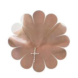 Aneneiceera Kristall Kreuz Halskette Choker Gothic Pave Kreuz Kreuz Anhänger Halskette Gold Kette Kreuz Anhänger Halskette Goldton Religiöses Kreuz Anhänger Halskette Charm Schmuck Für Frauen von Aneneiceera