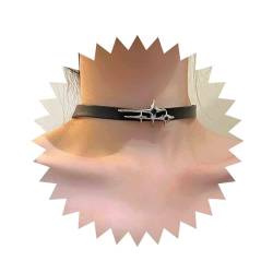 Aneneiceera Vintage Stern Leder Choker Halskette Silber Vier Spitzen Stern Halskette Kurz Schwarzes Lederhalsband Punk Schwarzes Halsband Halskette Kettenschmuck Für Frauen Und Mädchen von Aneneiceera