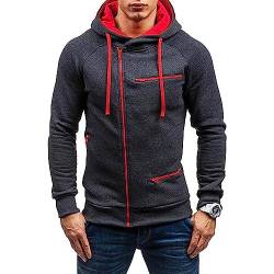 Angbater Herren Casual Langarm Hoodies Full Zip Samt Sweatshirt M-3XL, Grau, Rot, XXXL von Angbater