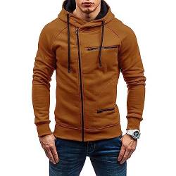 Angbater Herren Casual Langarm Hoodies Full Zip Samt Sweatshirt M-3XL, braun, XXXL von Angbater