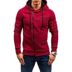 Angbater Herren Casual Langarm Hoodies Full Zip Samt Sweatshirt M-3XL, rot, M von Angbater