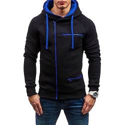 Angbater Herren Casual Langarm Hoodies Full Zip Samt Sweatshirt M-3XL, schwarzblau, L von Angbater