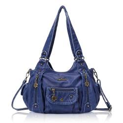 Angel Barcelo Damen Geldbörsen und Handtaschen PU Leder Umhängetasche Mode Hobo Taschen für Mädchen, Blau 1 von Angel Barcelo