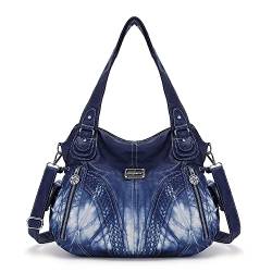 Angel Kiss Damen angelkiss top Griff ranzen handtaschen umhängetasche Messenger Tote aus gewaschenem Leder-Geldbeutel-Beutel 13.8 * 4.7 * 11.8 inches Z-Blau von Angel Kiss