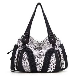 Angel Kiss Handtasche Damen Schultertasche Multifunktionale Umhängetaschen Wasserdicht PU Veganes Leder mit Reißver Schlusstaschen… (Schwarz) von Angel Kiss