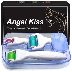 Derma Roller für Gesicht und Körper - Angel Kiss 4 in 1 Titan Microneedling Roller Kit Mikronadel Micro Needle, 300/720 Nadeln 0,25 mm, 1200 Nadeln 0,3 mm von Angel Kiss