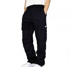 Angel ZYJ Cargo Hose Herren Freizeithose Herren Winter Baggy Cargo Hosen Warme Jogginghose Casual Hose mit Taschen Herren Hose (as3, Alpha, s, Regular, Regular, Schwarz) von Angel ZYJ