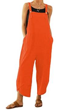 Angel ZYJ Damen Baggy Latzhose Ärmellos Elegant Retro Loose Breite Beine Jumpsuit Overall (as3, alpha, 5x_l, regular, regular, Orange) von Angel ZYJ