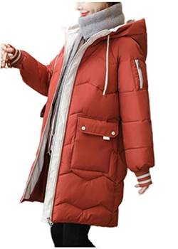 Angel ZYJ Damen Lang Winter Jacke mit Kapuze Mantel Warmer Daunenmantel mit Taschen Damen Daunenjacke Steppjacke Outdoor (Rot, M) von Angel ZYJ