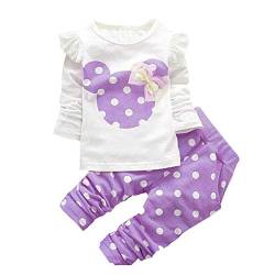 Baby Mädchen Kleidung Set Top Langarm Shirt + Pants Bekleidungsset Outfits (Purple, 0-6M) von Angel ZYJ