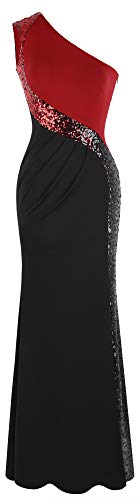 Angel-fashions Damen One Shoulder Prom Kleid Spleißen XLarge von Angel-fashions