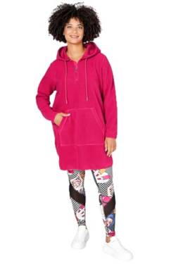 Angel of Style Damen große Größen Übergrößen Plus Size Long-Hoodie, Oversized, Teddyfleece, Kapuze mit Zipper, Kängurutasche Fuchsia 48 200703817-48 von Angel of Style