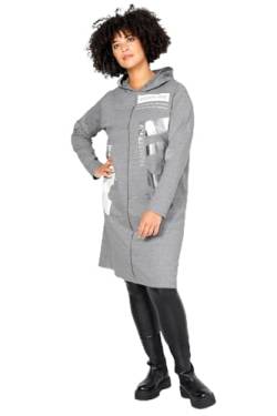 Angel of Style Damen große Größen Übergrößen Plus Size Sweatkleid, Straight Fit, Metallic-Druck, Kapuze, Zipper, Langarm hellgrau 54 201628166-54 von Angel of Style