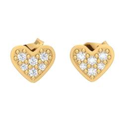 AngelGold - Charmante goldene Ohrstecker Herz Ohrringe mit Zirkonia für Mädchen 585 von AngelGold