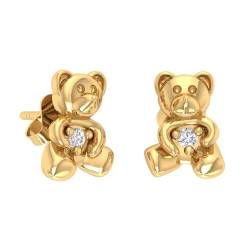 AngelGold - Charmante goldene Teddybär-Ohrringe mit Zirkonia für Mädchen 585 von AngelGold