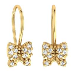 AngelGold Einzigartige 585 Gold Schmetterling Ohrringe an einem Zirkonia Ohrring - zarter Charm im Schmetterlingsstil von AngelGold