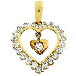 AngelGold - Einzigartiger Goldanhänger Herz mit Zirkonia, Punze 585 - Das perfekte Geschenk zum Valentinstag oder Geburtstag von AngelGold