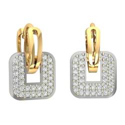 AngelGold - Elegante quadratische Ohrringe aus Gold 585 mit Zirkonia von AngelGold