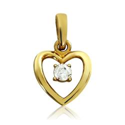 AngelGold - Exklusiver goldener Herzanhänger mit Zirkonia aus Zirkonia, 585er Gold, Valentinstagsgeschenk für Sie von AngelGold