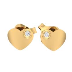 AngelGold Gold Herz Ohrringe mit Zirkonia 585 Ohrstecker - Romantischer Akzent auf den Ohren von AngelGold