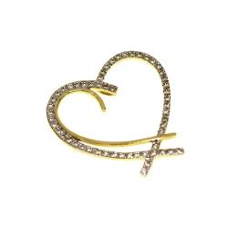AngelGold - Goldener großer Herzanhänger mit Zirkons, Punze 585, zum Valentinstag für Ihre Liebste von AngelGold