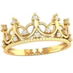 AngelGold Goldring in Form einer Krone mit Zirkonen aus 585er Gold für eine Königin, Prinzessin (P1067/5) von AngelGold
